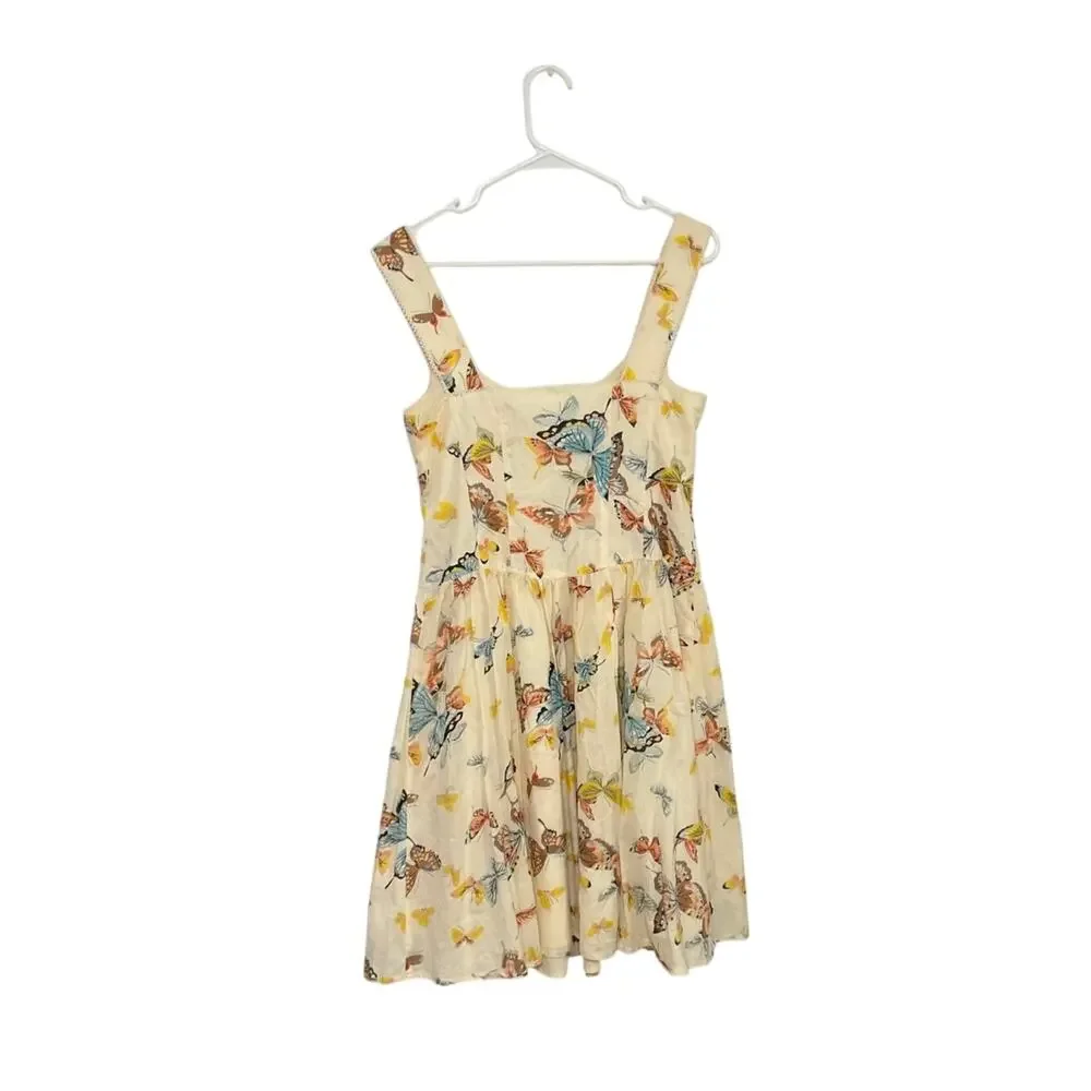 VTG Y2K Nanette Lepore Butterfly Cotton Fit & Flare Dress Sz 8 Medium Sleeveless - Picture 2 of 8